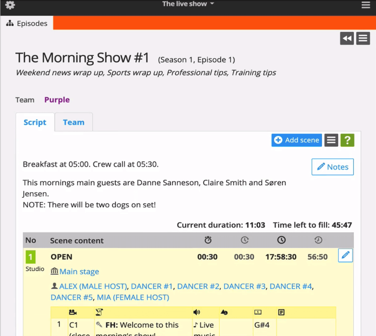 Dramatify user interface