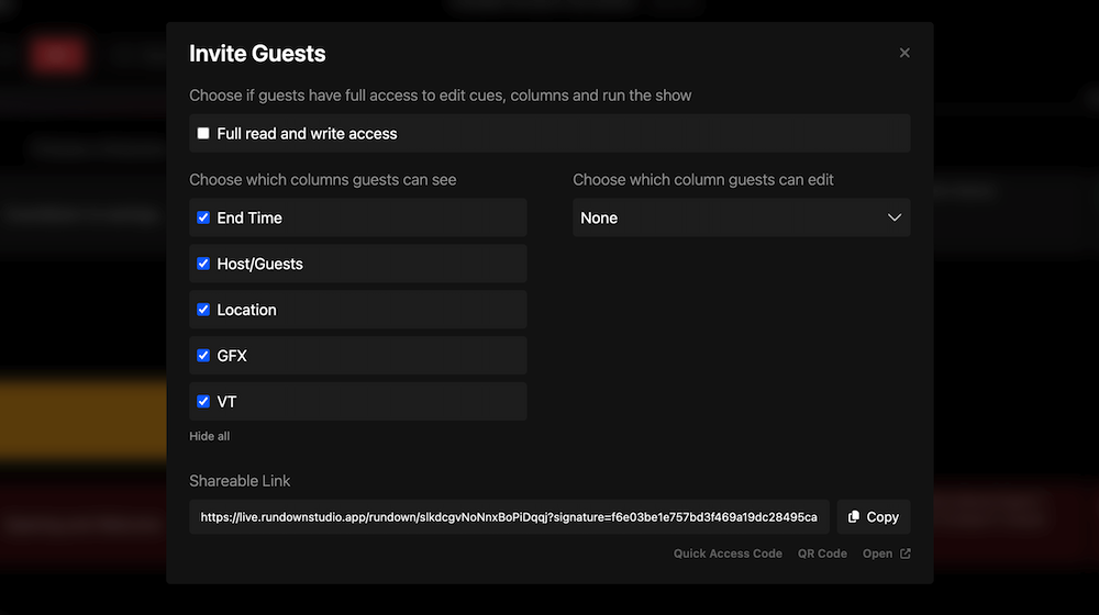 Inviting guests to your rundown