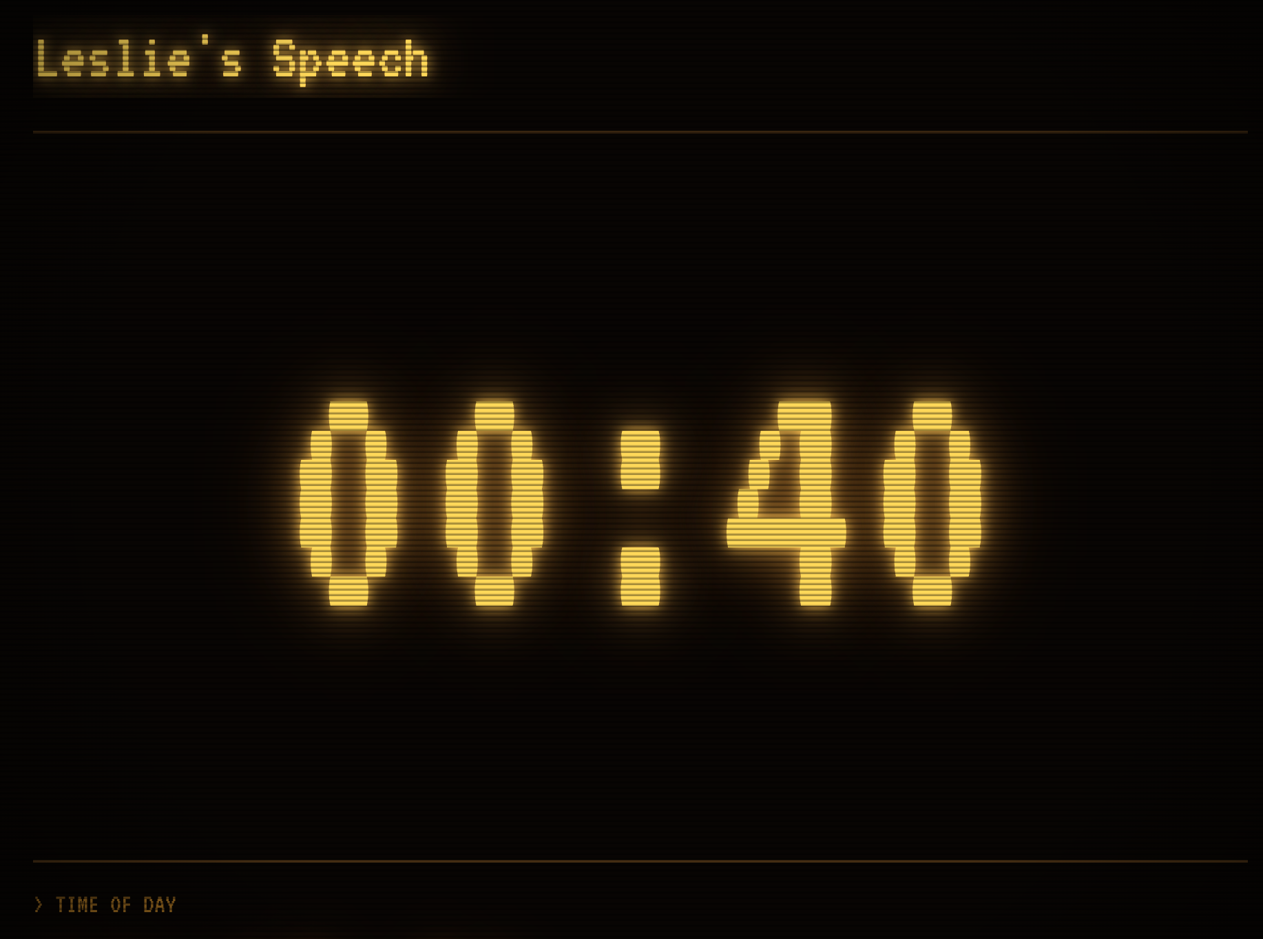 The same output restyled as a retro amber-CRT terminal display