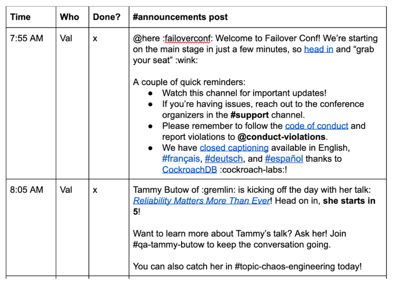 Example event agenda from The New Stack