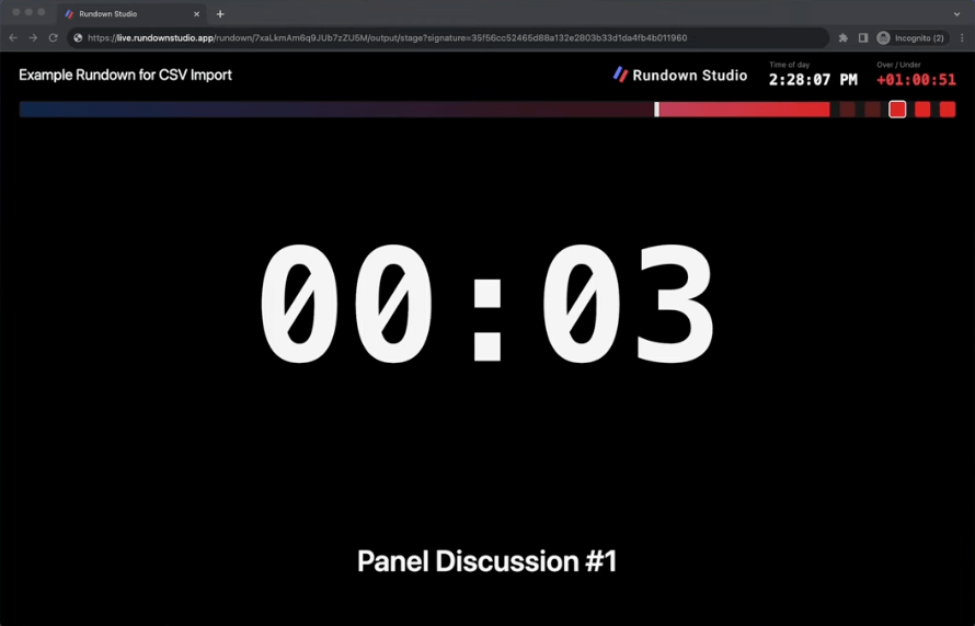 Rundown Studio’s web prompter and countdown timer