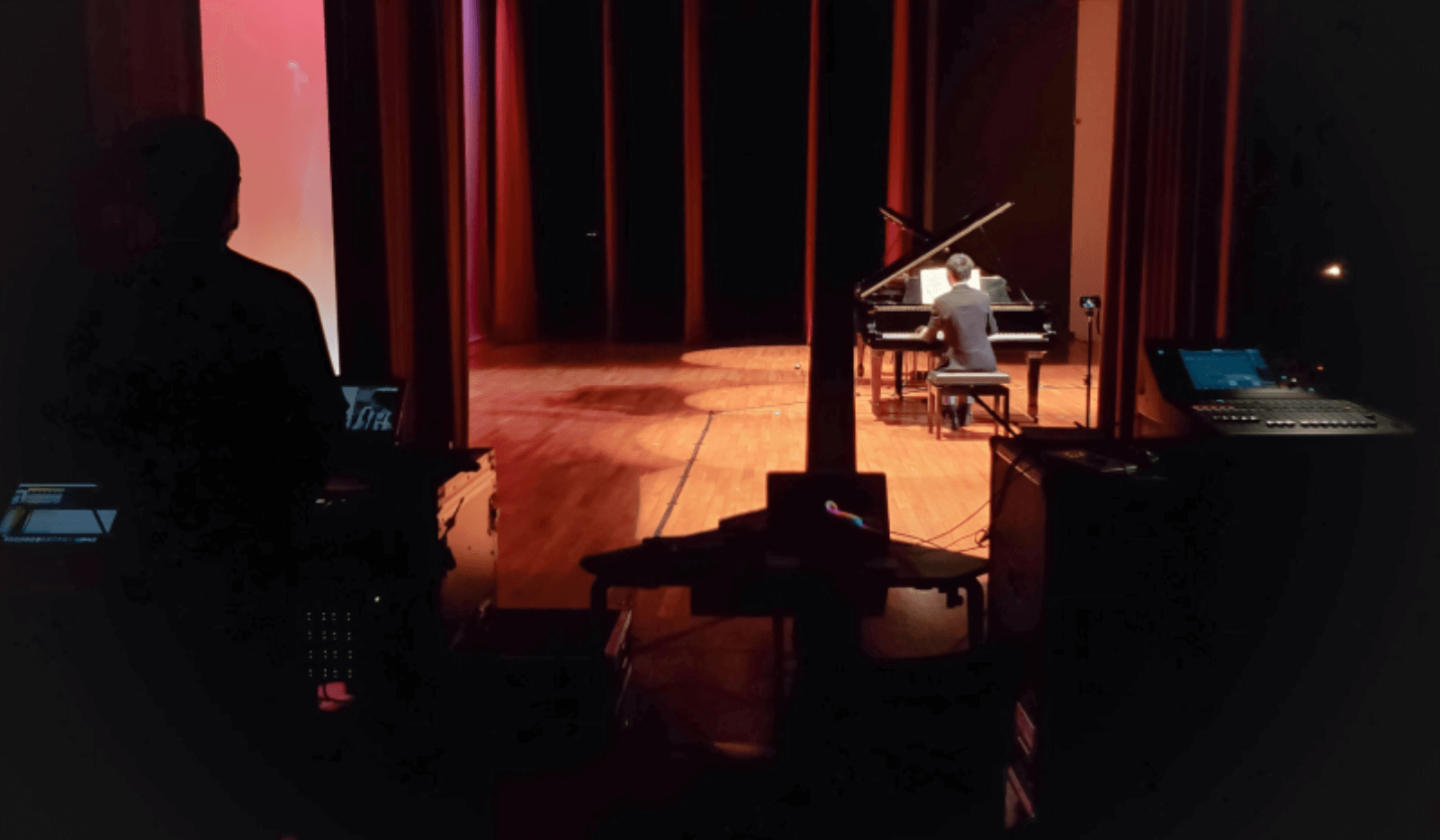 Behind the scenes of a piano performance