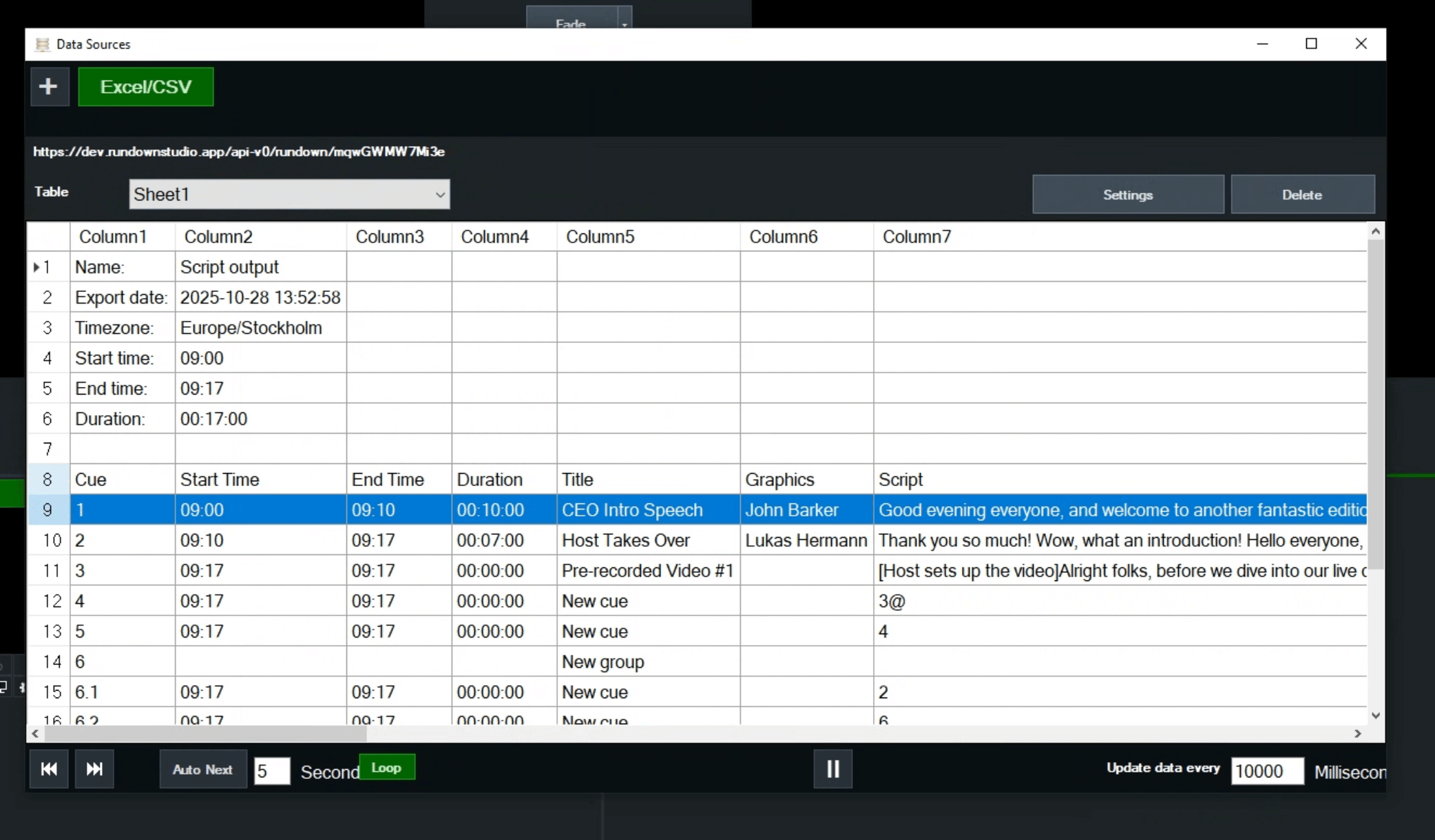 Rundown data now in vMix