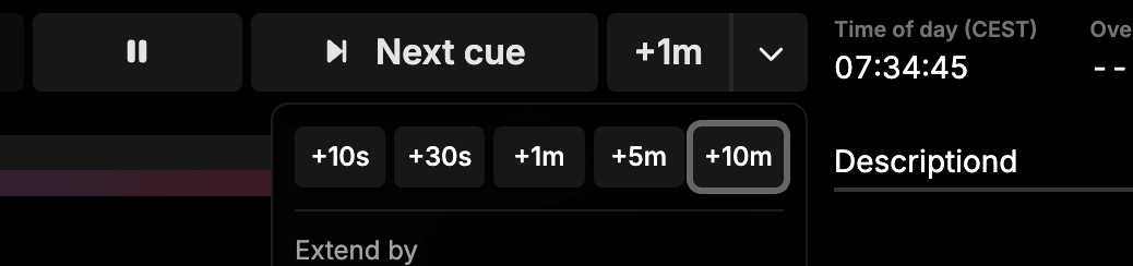 Quick-adjust adjustments next to the +1m button