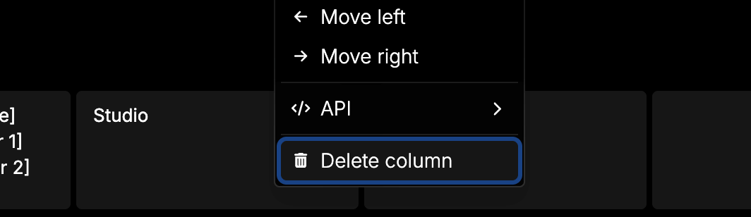 Deleting a column