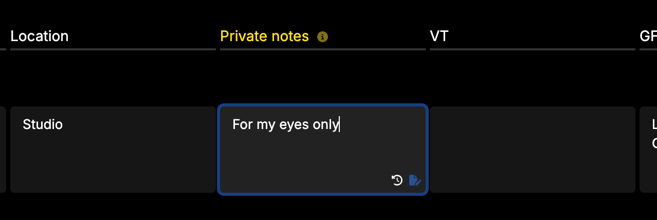 Private notes column