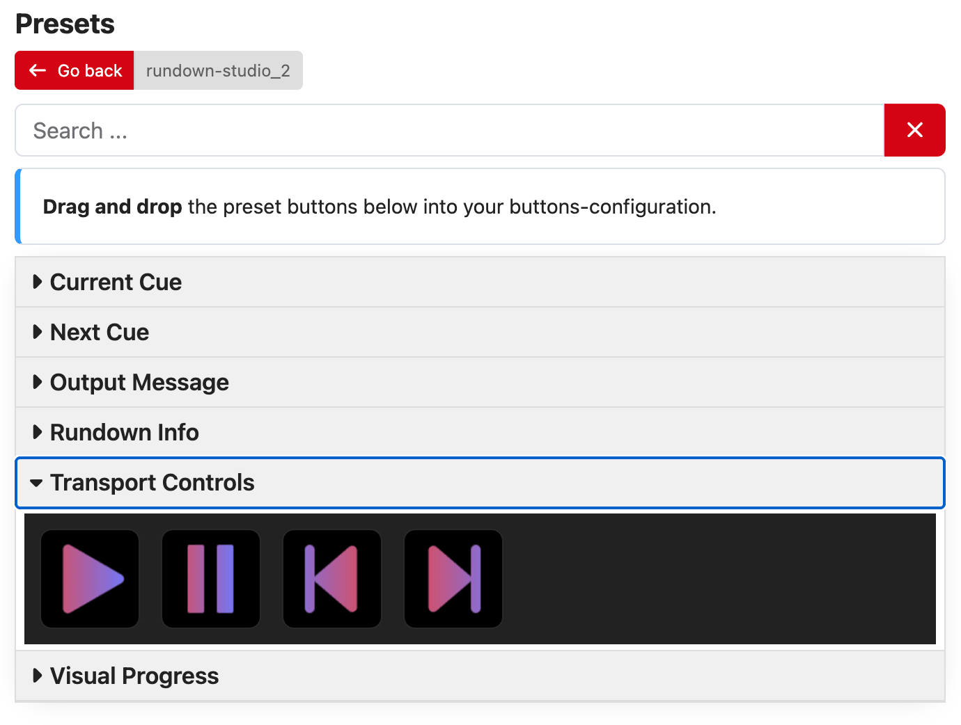 Presets in the module