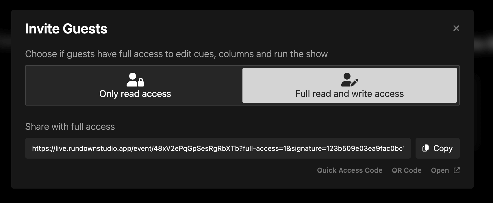 Configuring an invite link