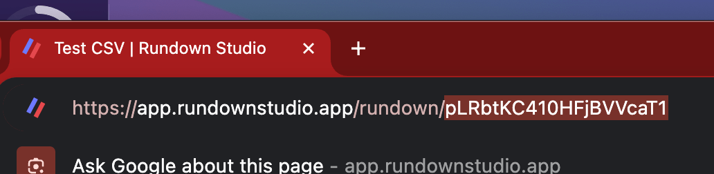 Finding the rundown ID in the URL