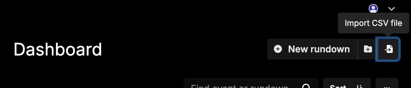Import button in the Rundown Studio dashboard