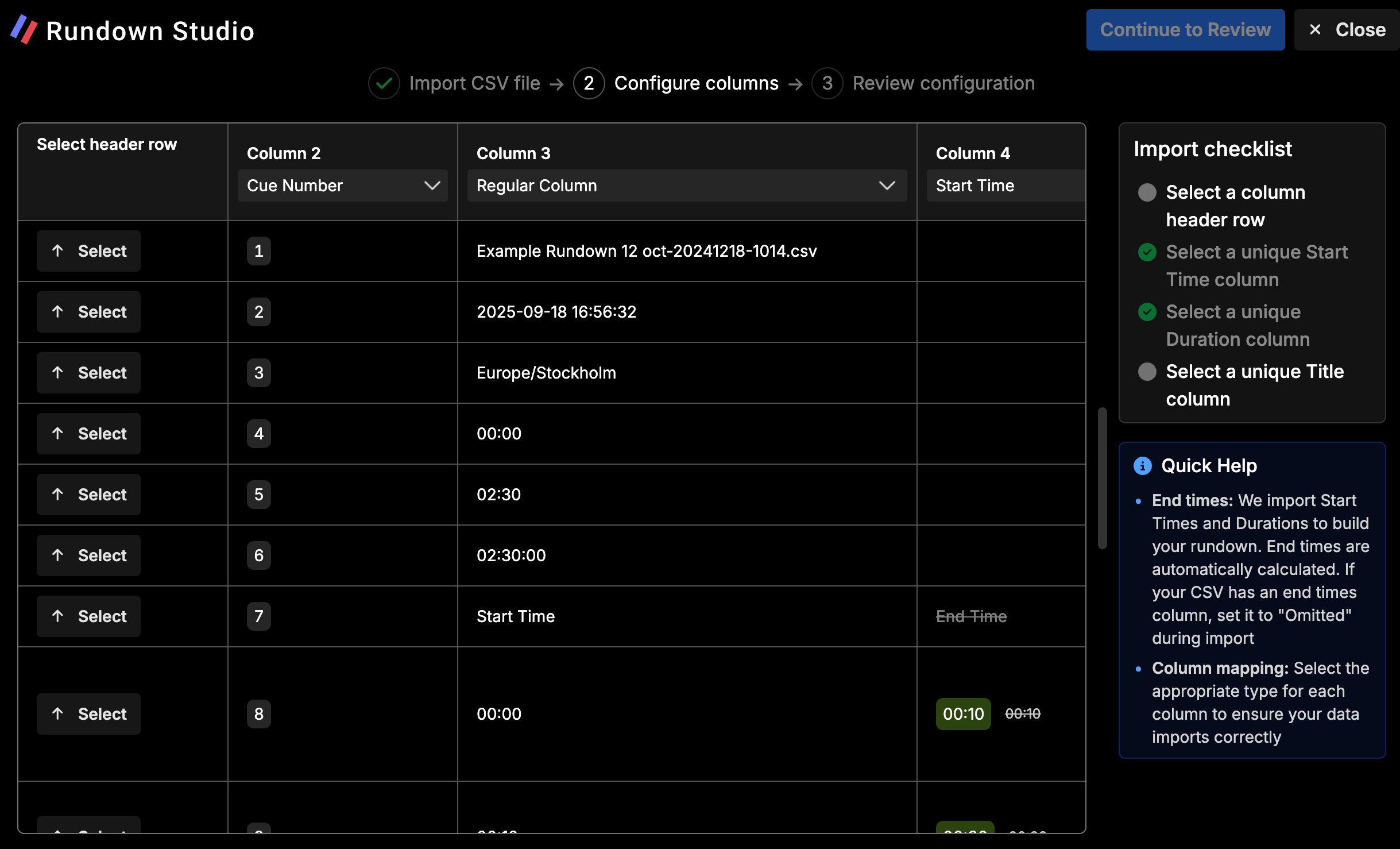 Configuring your import